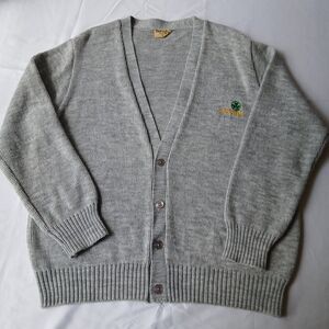 Blarney Castle Vintage Embroidered House Ireland Cardigan Sweater Gray Large 44